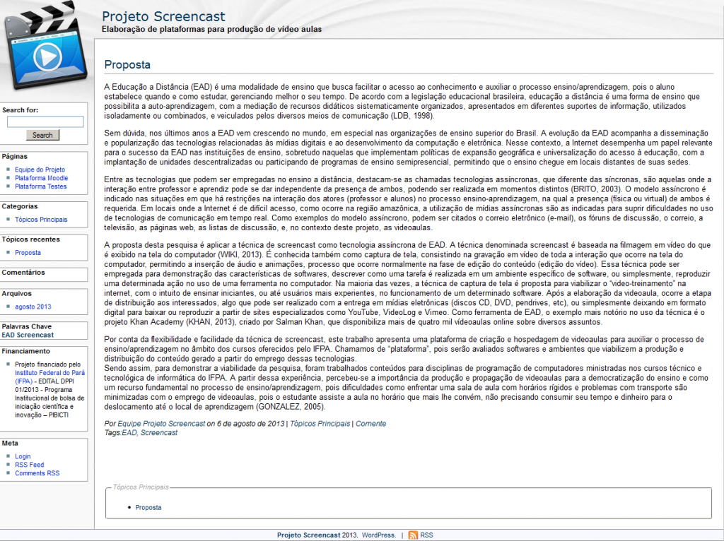 Site Projeto Screencast